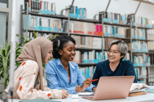 College students working together.